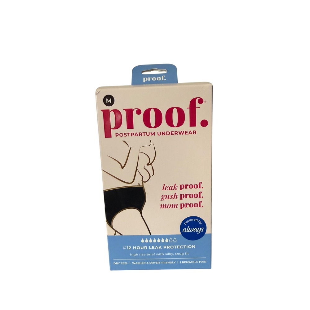 Proof Postpartum Period Underwear Super Heavy High Rise Brief Black Medium